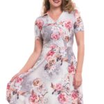 Rochie in clos cu imprimeu floral si guler tip camasa 28R2063i2063