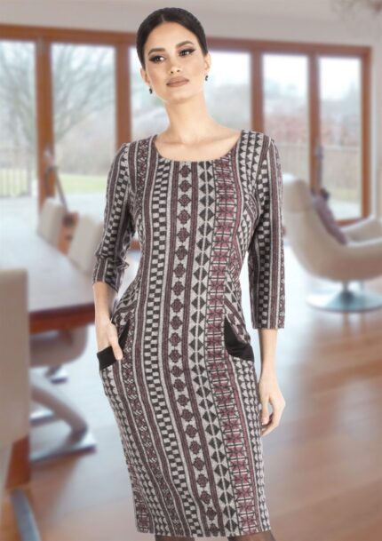 Rochie din jerse cu buzunare R402i469