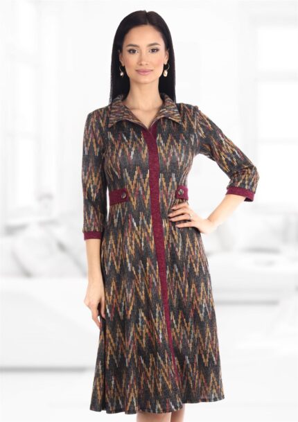 Rochie cu guler si insertie bordo 41R1959i1959