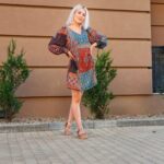 Rochie Boho chic cu Maneci bufante si imprimeu Patchwork  422505