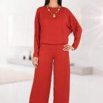 Compleu cu bluza si pantalon caramiziu 19BP06i06