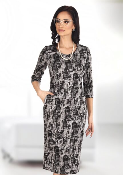 Rochie imprimata abstract cu buzunare 25R1074i1074