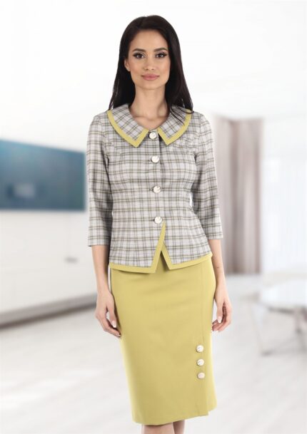 Costum elegant cu fusta vernil deschis 42SF1317i28