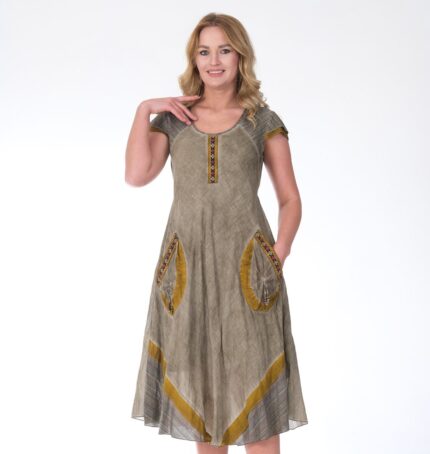 Rochie din bumbac cu buzunare aplicate  21R11i11
