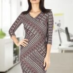 Rochie din jerse cu dungi multicolore R321i432
