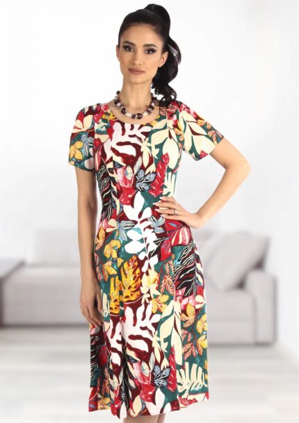 Rochie cu flori mari si maneca Raglan 53R1429i1429