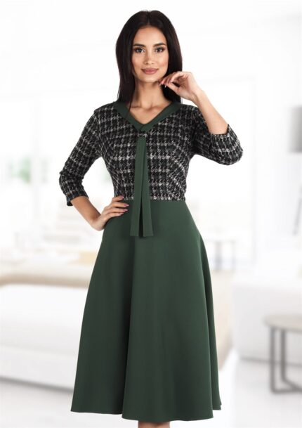 Rochie accesorizata cu cravata verde 75R866i30