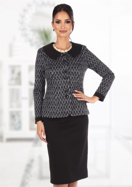 Costum elegant cu rochie neagra si sacou 25SR730i16