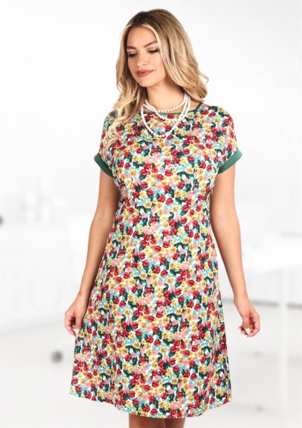 Rochie conica din vascoza cu imprimeu 124R1875i1875