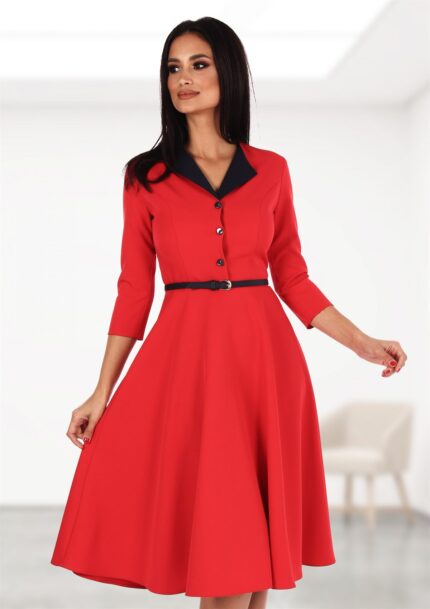 Rochie cu revere bleumarin si nasturi 26R21i21