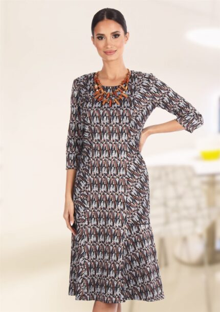 Rochie imprimta multicolor cu volane 65R1949i1949