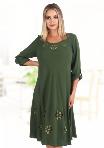 Rochie verde cu broderie 15R30i59