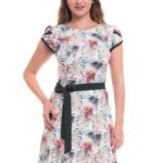 Rochie in clini accesorizata cu cordon verde uni  in talie 02R2096i2096