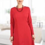 Rochie in clini din jerse rosu uni R229i0497