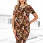 Rochie cu buzunare imprimata cu frunze 56R2107i2107