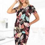 Rochie imprimata cu frunze multicolore 56R2106i2106