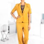 Costum elegant galben mustar cu bluza si pantalon 47SBP15i1698