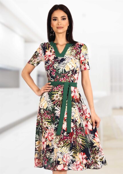 Rochie din vascoza cu cordon verde 51R1632i1632
