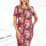 Rochie imprimata cu frunze si buzunare practice 56R2100i2100