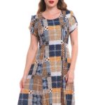 Rochie de zi in clini cu captuseala si imprimeu floral 50R264i264