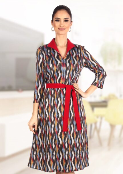 Rochie evazata cu imprimeu multicolor 38R1968i1968
