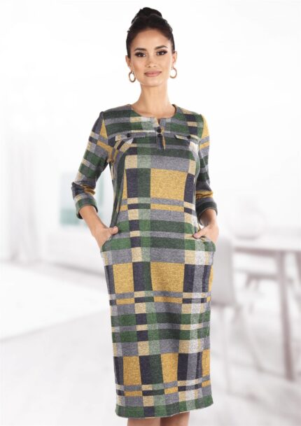 Rochie in carouri mari cu buzunare 73R819i819