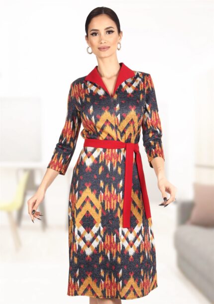 Rochie evazata cu imprimeu multicolor 38R1158i1158