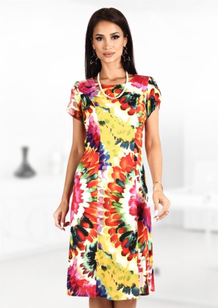 Rochie din vascoza imprimată multicolor 50R2026i2026