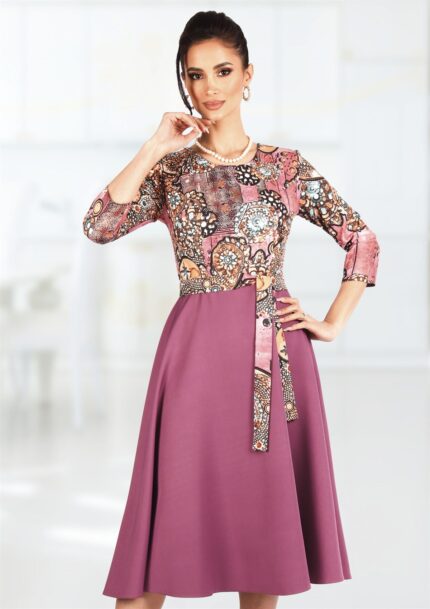 Rochie in clos mov deschis cu imprimeu 59R1276i14