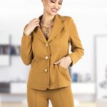 Costum office galben mustar cu sacou si pantalon C030i0513