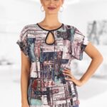 Bluza cu decupaj lacrima imprimeu abstract  04B446i446