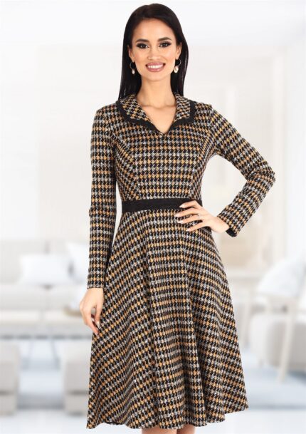 Rochie cu guler si insertie neagra 13R906i906