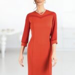 Rochie caramiziu uni cu maneca voal 88R06i06