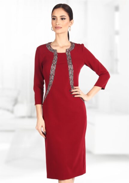 Rochie burgundy cu insertii 45R44i44