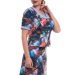 Compleu lejer de vara cu sacou si fusta imprimata multicolor 04SF258i258