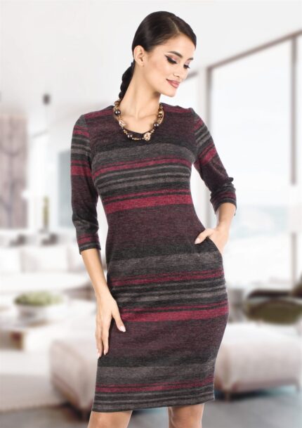 Rochie din jerse cu imprimeu si buzunare practice R401i0437