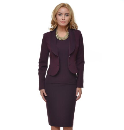 Costum elegant mov pruna cu rochie si sacou 11SR29i29