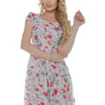 Rochie in clini cu imprimeu floral rosu #423111