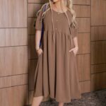 Rochie vaporoasa casual bej #52505