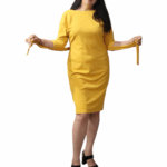 Rochie eleganta  2 in 1 pentru birou - galben mustar #54043