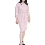 Rochia 2 in 1 din stofa Barbie - roz pudrat #54030