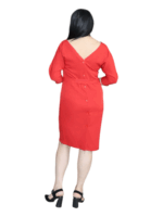 Rochie eleganta  2 in 1 - rosu intens - imagine 3