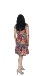 Rochie de vara din vascoza cu imprimeu abstract multicolor - imagine 3