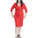 Rochie eleganta  2 in 1 - rosu intens