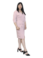 Rochia 2 in 1 din stofa Barbie - roz pudrat #54030 - imagine 2