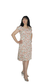 Rochie midi din vascoza cu imprimeu floral - imagine 2