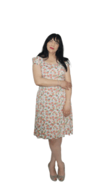 Rochie midi din vascoza cu imprimeu floral