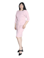 Rochia 2 in 1 din stofa Barbie - roz pudrat #54030 - imagine 3